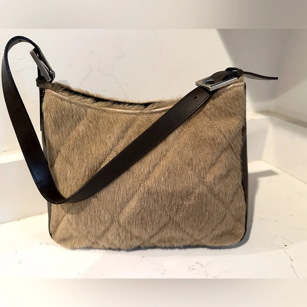 Saks Fifth Avenue Fur and leather Handbag - Picture 1 of 7